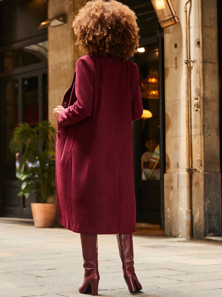 Sosandar Burgundy Red Premium Longline Wool Mix Coat - Image 2 of 5