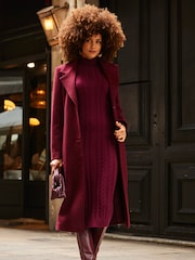 Sosandar Burgundy Red Premium Longline Wool Mix Coat - Image 4 of 5