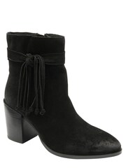 Ravel Black Suede Leather Block Heel Ankle Boots - Image 1 of 4