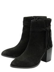 Ravel Black Suede Leather Block Heel Ankle Boots - Image 2 of 4