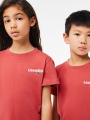 Rot - Lacoste T-Shirt für Kinder mit pastellfarbenem Grafiklogo auf der Rückseite - Bild 6 von 7