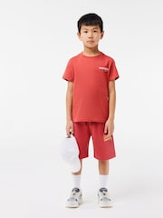 Rot - Lacoste T-Shirt für Kinder mit pastellfarbenem Grafiklogo auf der Rückseite - Bild 7 von 7