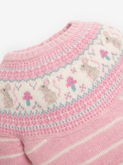 JoJo Maman Bébé Rose Mouse Fairisle Pattern Knitted Baby All-In-One - Image 2 of 2