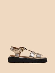 White Stuff Gold Rose Leather Sandals - Image 1 of 4