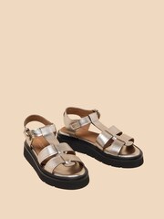 White Stuff Gold Rose Leather Sandals - Image 2 of 4