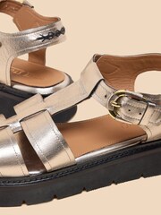 White Stuff Gold Rose Leather Sandals - Image 4 of 4