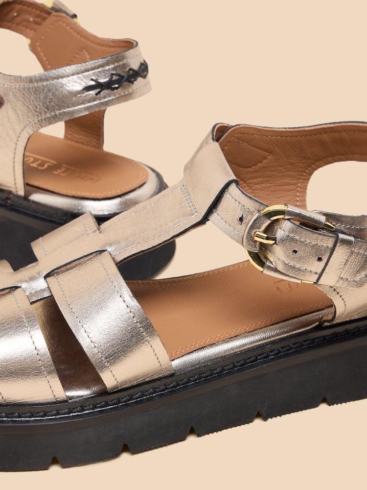 White Stuff Gold Rose Leather Sandals - Image 4 of 4 White Stuff Gold Rose Leather Sandals - Image 4 of 4