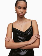 AllSaints Black Haddi Sequin Dress - Image 2 of 7