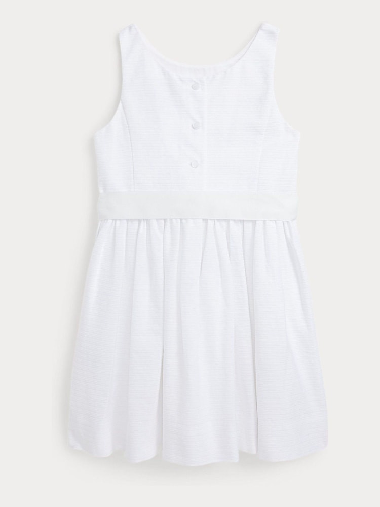 Polo Ralph Lauren Girls Ribbed Cotton White Dress - Image 1 of 4 Polo Ralph Lauren Girls Ribbed Cotton White Dress - Image 1 of 4