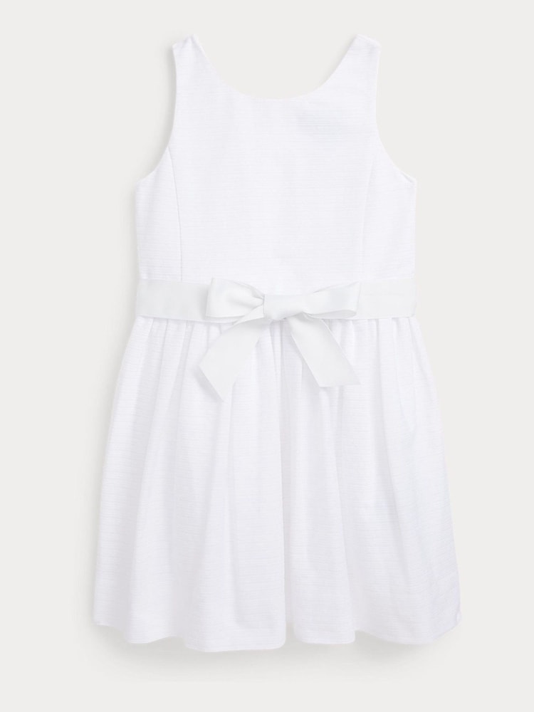 Polo Ralph Lauren Girls Ribbed Cotton White Dress - Image 2 of 4