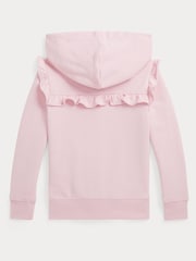 Polo Ralph Lauren Girls Light Pink Ruffled Terry Zip Up Hoodie - Image 2 of 4
