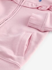 Polo Ralph Lauren Girls Light Pink Ruffled Terry Zip Up Hoodie - Image 4 of 4
