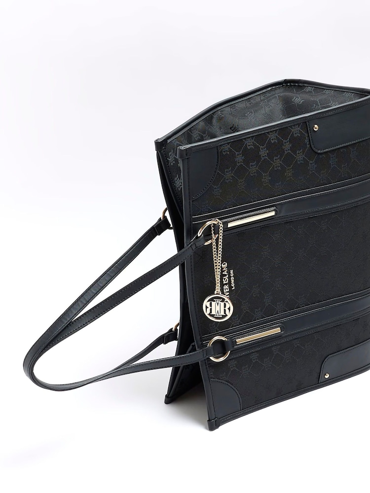 River Island Black Jacquard Panel Shopper Bag - Image 5 of 5 River Island Black Jacquard Panel Shopper Bag - Image 5 of 5