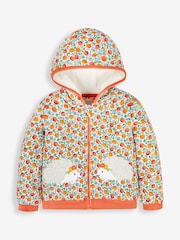 JoJo Maman Bébé Rust Orange Floral Hedgehog Cosy Hoodie - Image 1 of 4