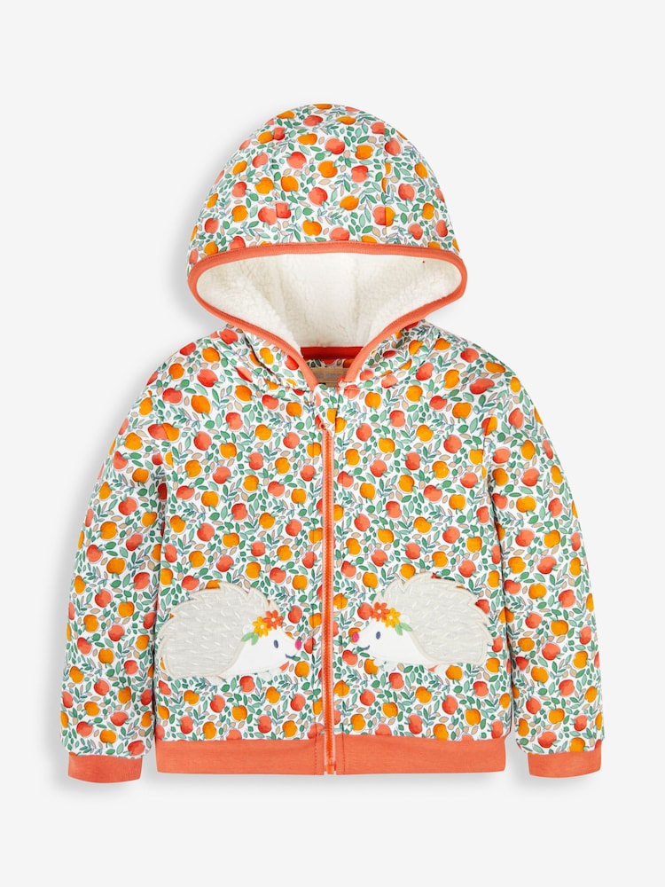 JoJo Maman Bébé Rust Orange Floral Hedgehog Cosy Hoodie - Image 1 of 4