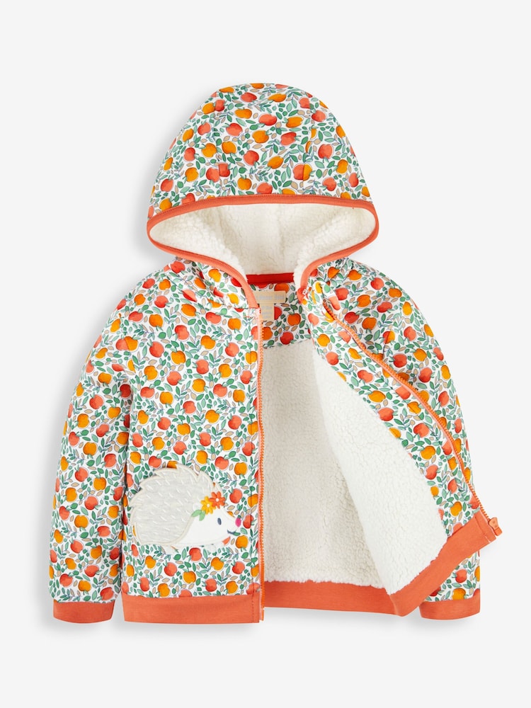 JoJo Maman Bébé Rust Orange Floral Hedgehog Cosy Hoodie - Image 2 of 4