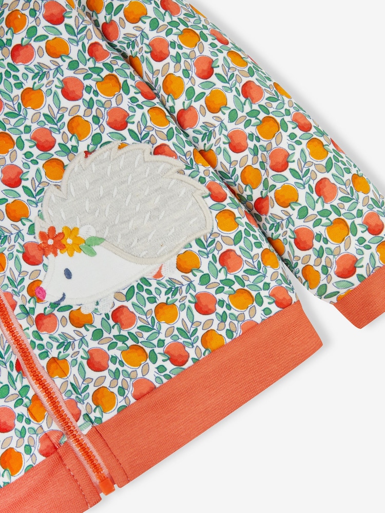 JoJo Maman Bébé Rust Orange Floral Hedgehog Cosy Hoodie - Image 4 of 4