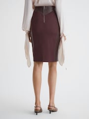 Reiss Berry Raya Leather High Rise Midi Skirt - Image 4 of 5