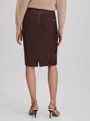 Reiss Berry Raya Leather High Rise Midi Skirt - Image 5 of 5