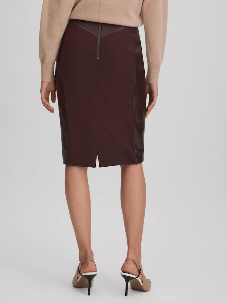 Reiss Berry Raya Leather High Rise Midi Skirt - Image 5 of 5