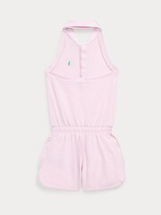 Polo Ralph Lauren Girls Pink Stretch Mesh Halter Polo Playsuit - Image 2 of 3