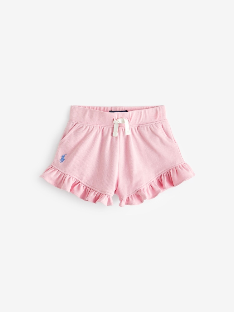Polo Ralph Lauren Girls Pink Ruffled Stretch Mesh Shorts - Image 1 of 2