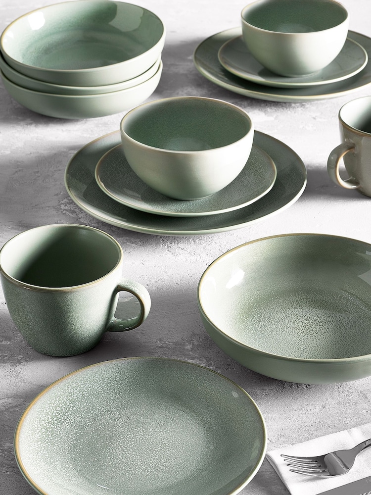 Sage Green Logan Reactive Glaze 12 Piece Dinner Set - Image 1 of 4