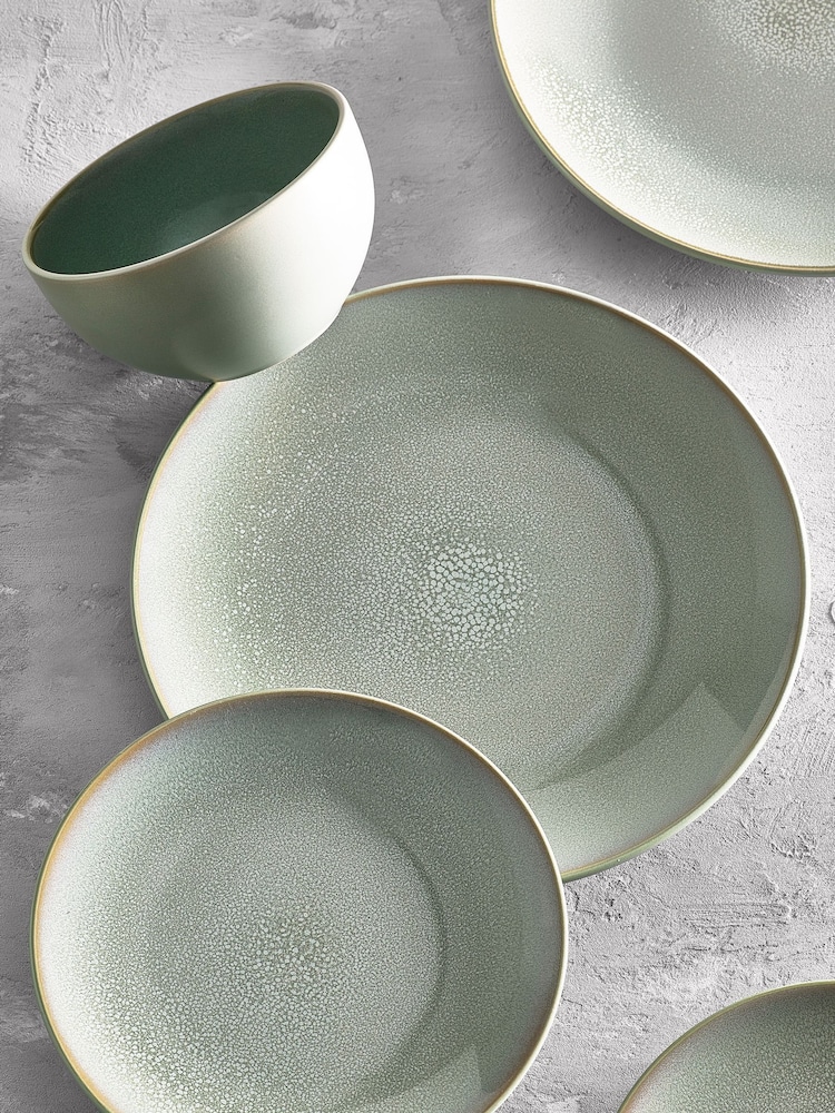 Sage Green Logan Reactive Glaze 12 Piece Dinner Set - Image 2 of 4