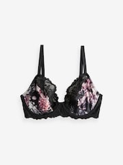 Floral Print/ Plum DD+ Non Pad Plunge DD+ Non Pad Full Cup Wired Plunge Microfibre Lace Bras 2 Pack - Image 8 of 10
