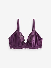 Floral Print/ Plum DD+ Non Pad Plunge DD+ Non Pad Full Cup Wired Plunge Microfibre Lace Bras 2 Pack - Image 9 of 10