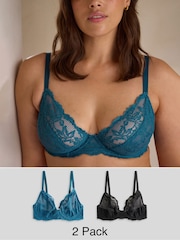 Schwarz & Petrol - Spitzen-BHs, 2er-Pack, DD+ - Bild 1 von 9