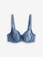 Blue DD+ Non Pad Balcony Smoothing Animal Mesh Underwired with Side Support Bra - Image 3 of 7