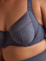 Blue DD+ Non Pad Balcony Smoothing Animal Mesh Underwired with Side Support Bra - Image 4 of 7