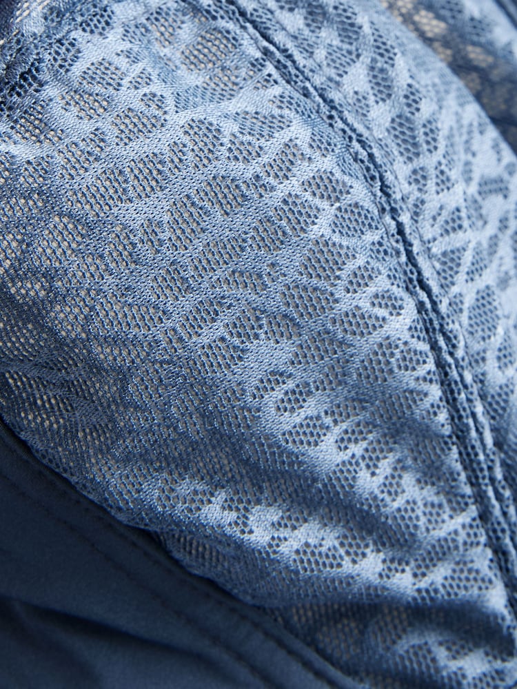 Blue DD+ Non Pad Balcony Smoothing Animal Mesh Underwired with Side Support Bra - Image 7 of 7
