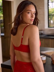 Red/Black DD+ Non Pad Full Cup Lace Detail Ultimate Comfort Bras 2 Pack - Image 5 of 11