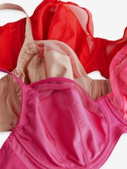 Red/Bright Pink/Neutral DD+ Non Pad Full Cup Bras 3 Pack with Side Support - Image 10 of 10