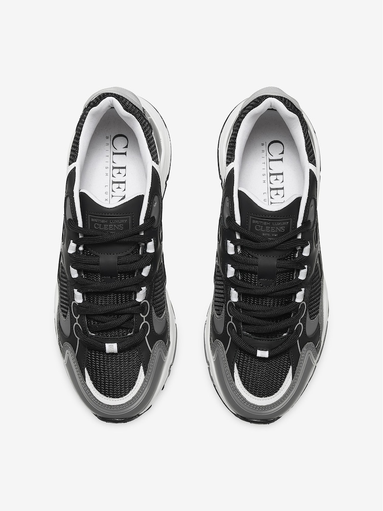 CLEENS Black/White Pulse Runner Trainers - Image 2 of 5