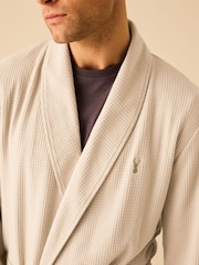 Stone Lightweight Waffle Dressing Gown - Image 4 of 5