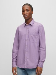 BOSS Purple Regular Fit Poplin Shirt - Image 1 of 6