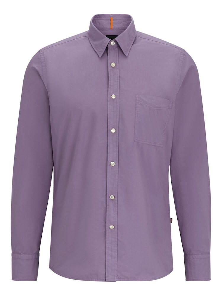 BOSS Purple Regular Fit Poplin Shirt - Image 6 of 6