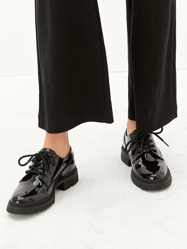 Black Patent Forever Comfort® Super Chunky Lace-Up Shoes - Image 1 of 7