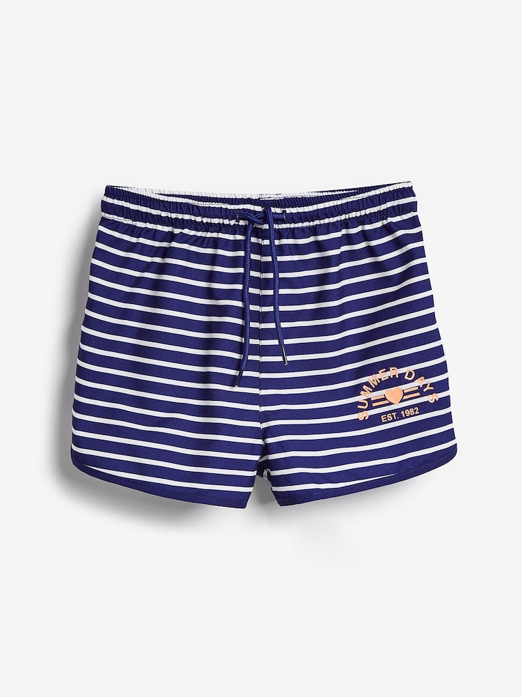 Navy/White Stripe Quick Dry Beach Shorts - Image 1 of 3