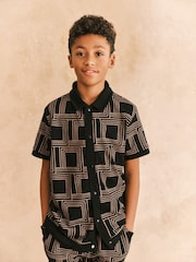 Monochrome Geo Jersey Shirt and Shorts Set (3-16yrs) - Image 2 of 7