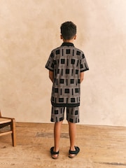 Monochrome Geo Jersey Shirt and Shorts Set (3-16yrs) - Image 3 of 7