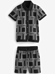Monochrome Geo Jersey Shirt and Shorts Set (3-16yrs) - Image 5 of 7