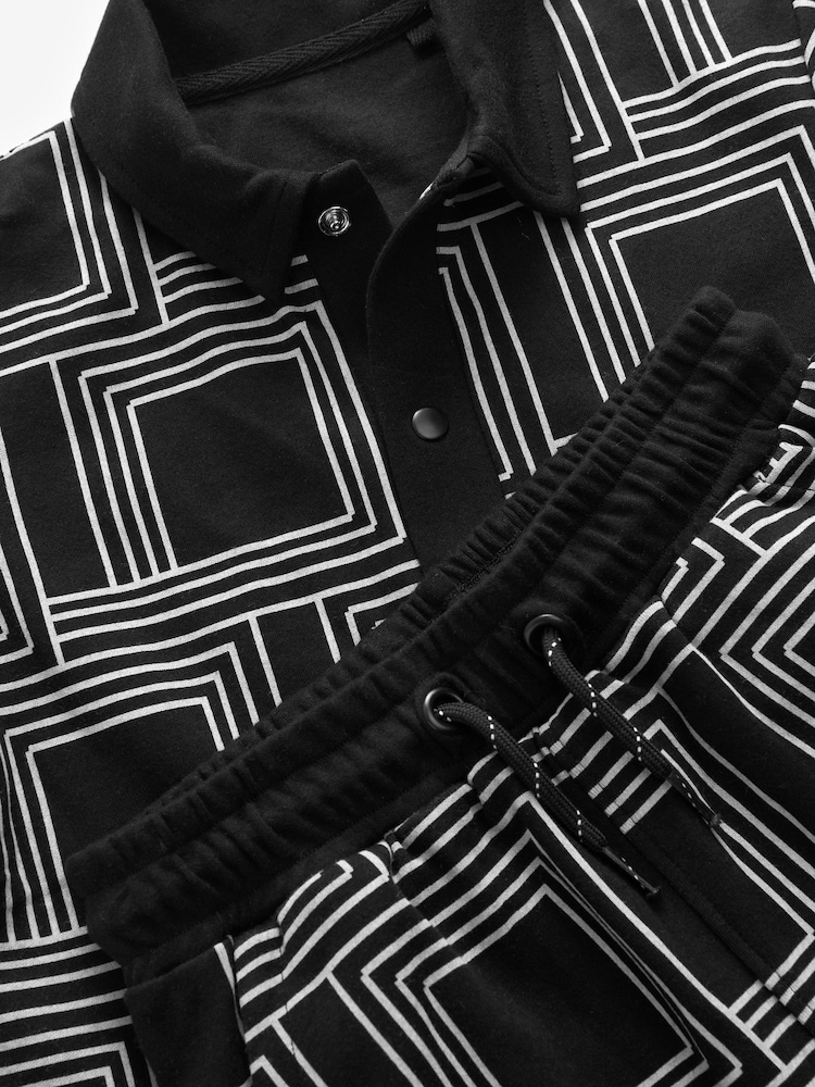 Monochrome Geo Jersey Shirt and Shorts Set (3-16yrs) - Image 7 of 7