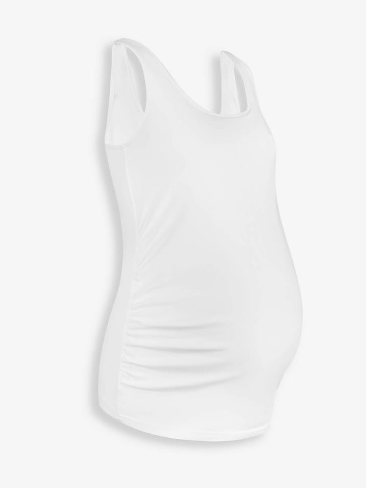 JoJo Maman Bébé Black & White 2-Pack Ruched Maternity Vest Tops - Image 3 of 7