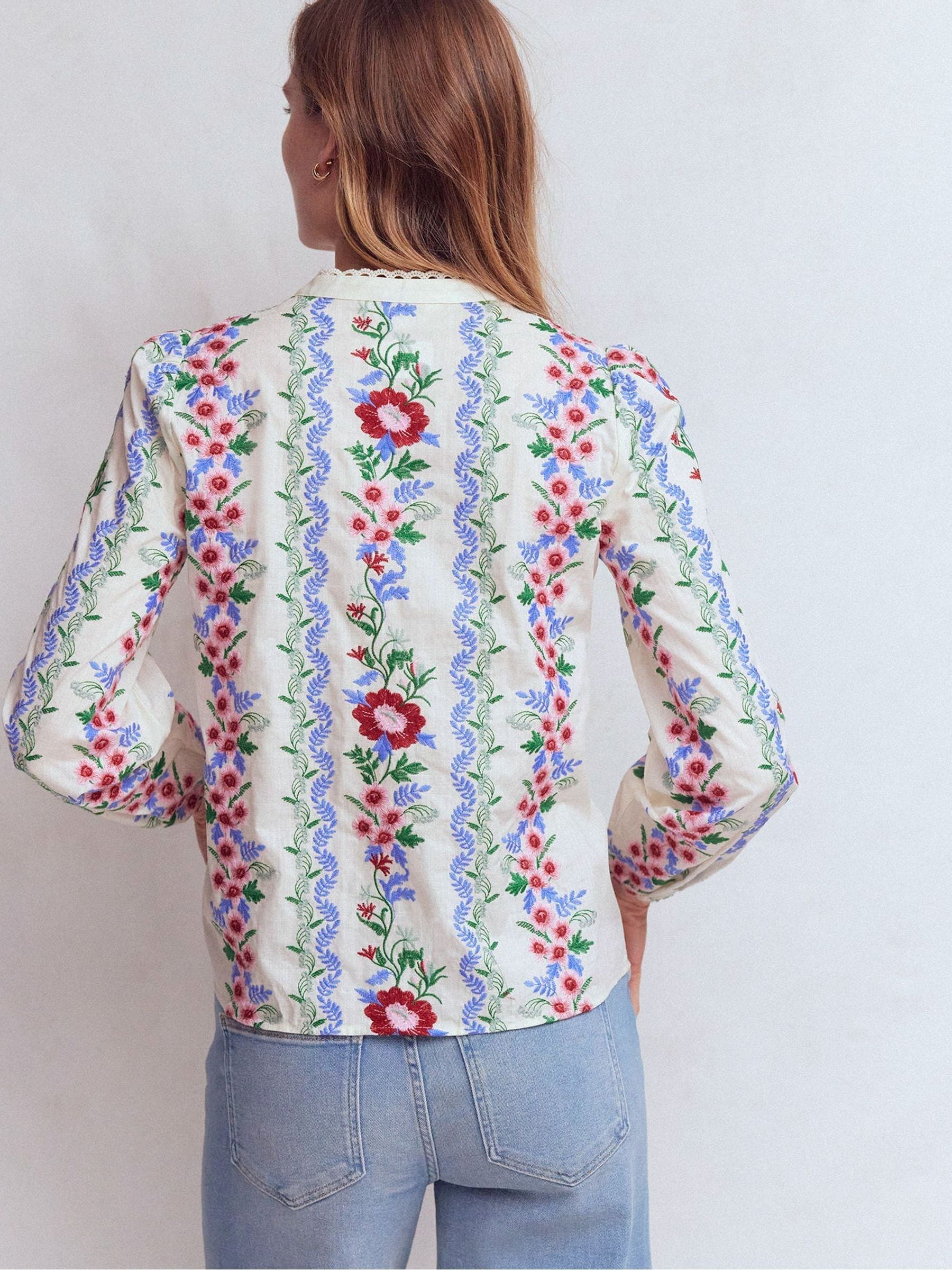 Buy Boden Red Embroidered Cotton Popover Top from Next USA