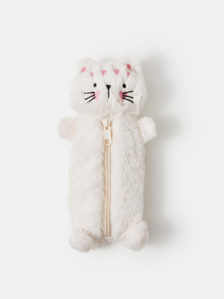 Accessorize Cream Fluffy Cat Pencil Case - Image 1 of 2 Accessorize Cream Fluffy Cat Pencil Case - Image 1 of 2