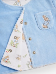 JoJo Maman Bébé Blue 3-Piece Peter Rabbit Sleepsuit, Jacket & Hat Set - Image 7 of 8